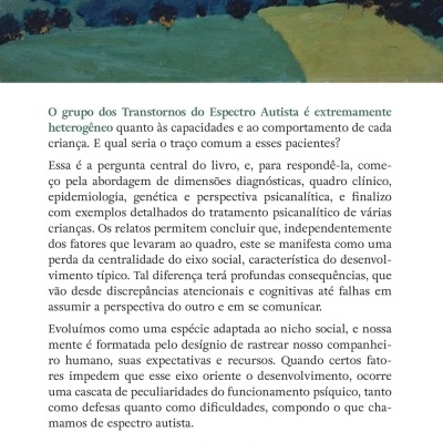 Capa de livro com paisagem e texto em português sobre transtornos do espectro autista