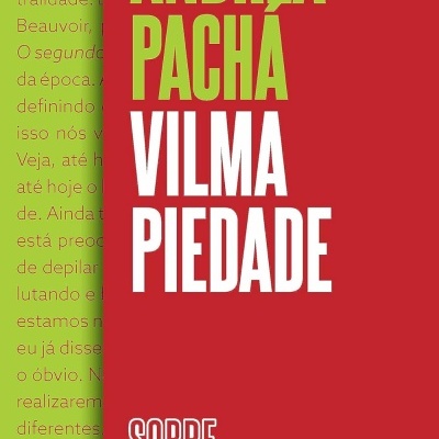 Capa de livro vermelha com texto em verde e branco
