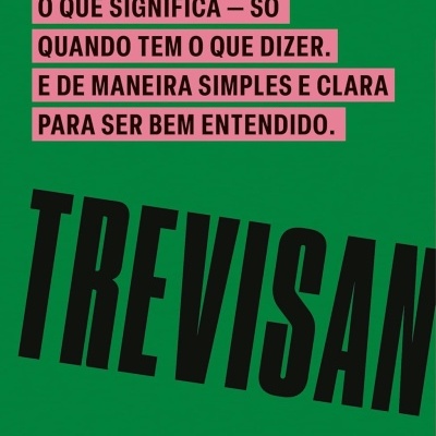 Capa de livro verde com texto em rosa e preto, destaca a palavra TREVISAN e contém texto sobre escrever cartas.