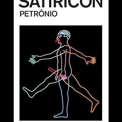 Capa de livro Satírico com ilustração em néon de figura humana