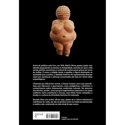 Capa de livro com estatueta feminina antiga e texto em português