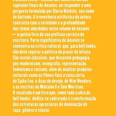 Contracapa de livro com texto em branco sobre fundo laranja e logo da editora elefante.