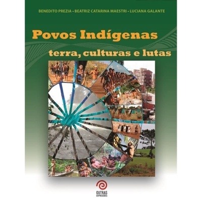 Capa de livro verde com título e imagens de povos indígenas