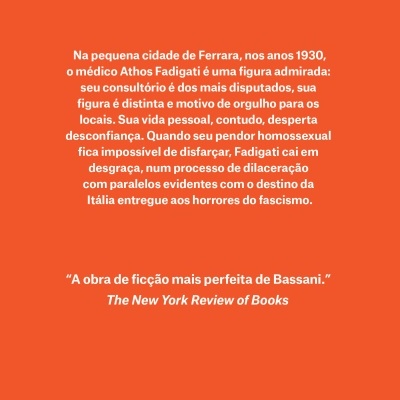 Capa traseira de livro cor laranja com texto branco e código de barras