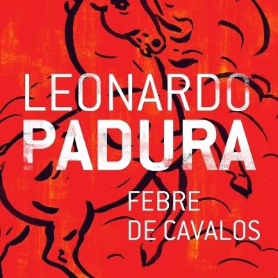 Capa de livro vermelho com ilustração de cavalo e texto branco