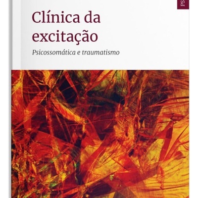 Capa de livro Clínica da excitação de Diana Tabacof com design abstrato em tons laranja e vermelho