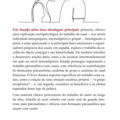 Contracapa de livro com ilustração de casal e texto em português.