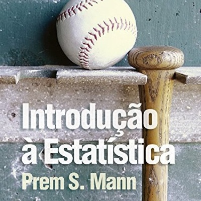 Capa de livro Introdução à Estatística com bola e taco de basebol