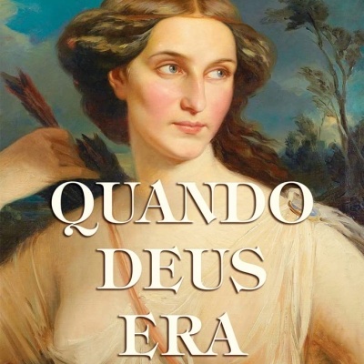 Capa de livro com pintura clássica de uma mulher e texto QUANDO DEUS ERA MULHER.