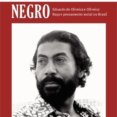 Capa do livro O Elefante Negro com foto de homem e texto em vermelho e branco