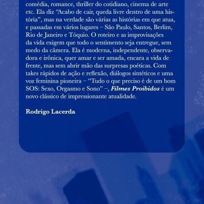 Contracapa de livro azul com texto branco e código de barras
