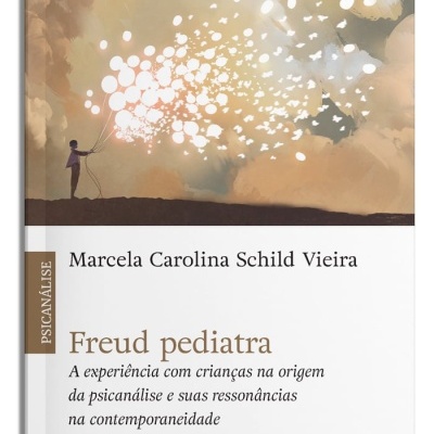Capa de livro Freud pediatra com ilustração de pessoa segurando cordas com luzes brancas