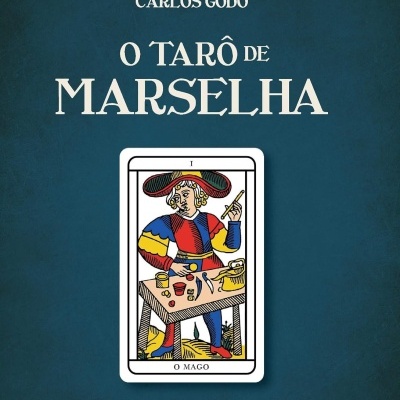 Capa do livro O Tarô de Marselha com carta O Mago colorida