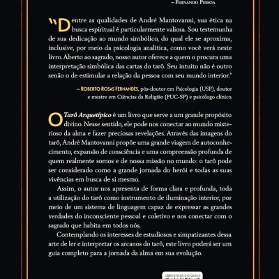 Capa traseira de livro preta com texto em branco e amarelo e moldura laranja.