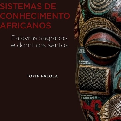Capa de livro com máscara africana colorida e texto em português