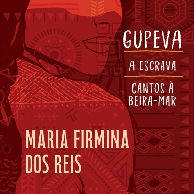 Capa de livro ilustrada com mulher em tons vermelhos e texto em português