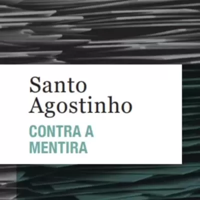 Capa de livro Santo Agostinho CONTRA A MENTIRA com fundo abstrato cinza