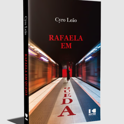 Capa do livro Rafaela Em Queda de Cyro Leão com imagem de uma estação de metro
