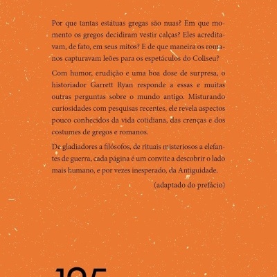 Parte traseira de livro com texto em preto sobre fundo laranja e código ISBN