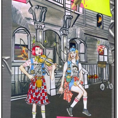 Capa de livro com ilustração de duas mulheres jovens em ambiente urbano