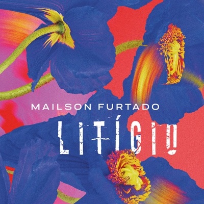 Capa de livro com flores azuis e título Litígio