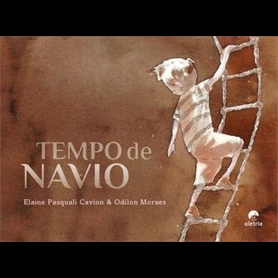Capa do livro Tempo de Navio com figura a subir escada