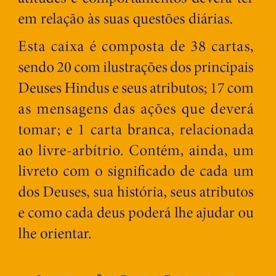 Parte traseira da embalagem do baralho de tarô com texto explicativo e código de barras