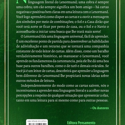 Capa traseira de livro verde com texto explicativo e código de barras