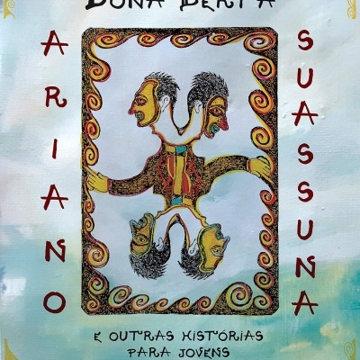 Capa de livro azul claro com ilustração colorida e texto em português