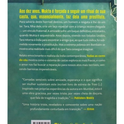 Capa traseira de livro verde com texto em português e logótipo HarperCollins