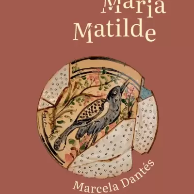 Capa de livro castanha com prato cerâmico partido e texto