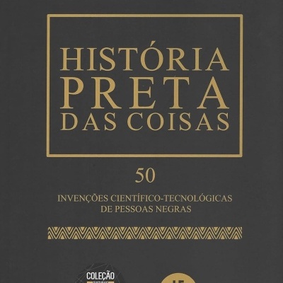 Capa de livro preto com texto dourado e logos na parte inferior.