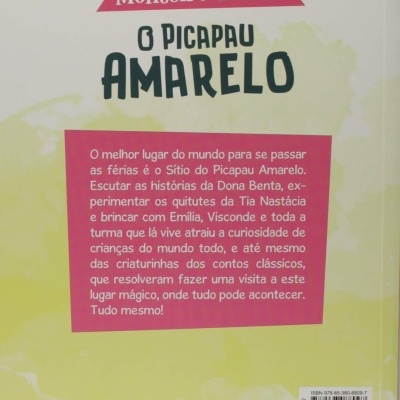 Capa traseira do livro O PICAPAU AMARELO de Monteiro Lobato com texto, código de barras, e logotipo Ciranda Cultural