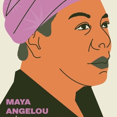 Capa do livro Até as Estrelas Parecem Solitárias de Maya Angelou com ilustração de mulher com lenço lilás