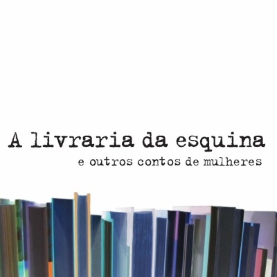 Capa de livro branca com título e nome da autora, com lombadas coloridas de livros na parte inferior