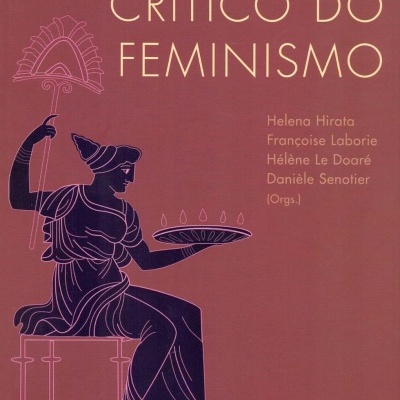 Capa de livro DICIONÁRIO CRÍTICO DO FEMINISMO com ilustração de figura feminina clássica sentada