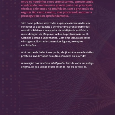 Contracapa de livro sobre inteligência artificial com texto em português e código de barras