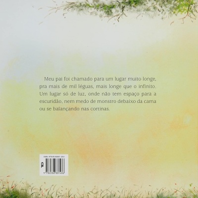 Capa traseira de livro com texto em português e ilustração natural