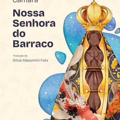 Capa do livro Nossa Senhora do Barraco com ilustração colorida da Nossa Senhora e texto do título e autores