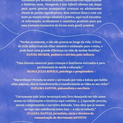 Contracapa de livro azul com texto em português, citações, código de barras e ISBN