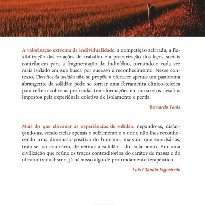 Parte traseira de um livro com imagem de campo ao pôr do sol, texto em português e código de barras.