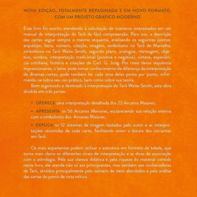 Capa traseira de livro laranja com texto explicativo em português e código ISBN.