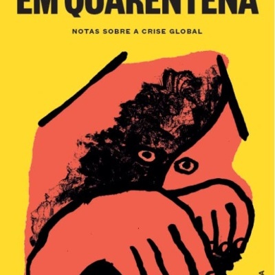 Capa de livro amarela com título Capitalismo em Quarentena e ilustração artística
