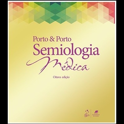 Capa do livro Semiologia Médica com fundo amarelo e padrões geométricos coloridos