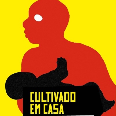 Capa de livro com silhuetas vermelha e preta sobre fundo amarelo e texto em preto e amarelo
