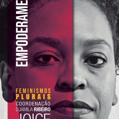 Capa de livro com rosto feminino e texto sobre empoderamento e feminismos plurais.