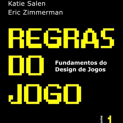 Capa de livro preto com texto amarelo pixelizado e texto branco