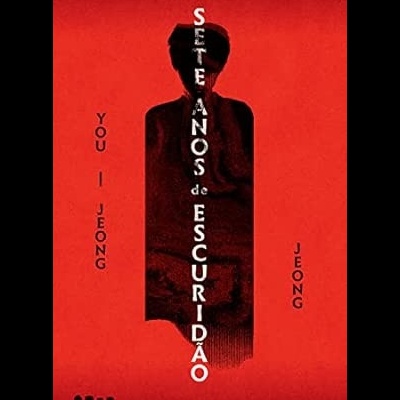 Capa de livro vermelha com silhueta negra e texto vertical branco
