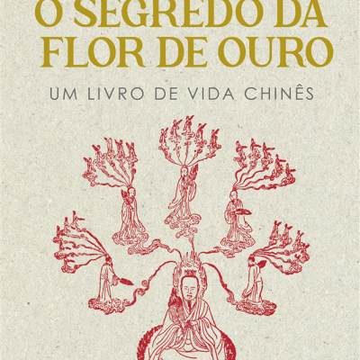 Capa do livro O Segredo da Flor de Ouro com ilustração vermelha e texto em dourado e cinzento