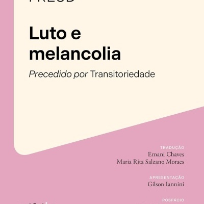 Capa de livro Luto e melancolia de Sigmund Freud com design em creme e rosa.
